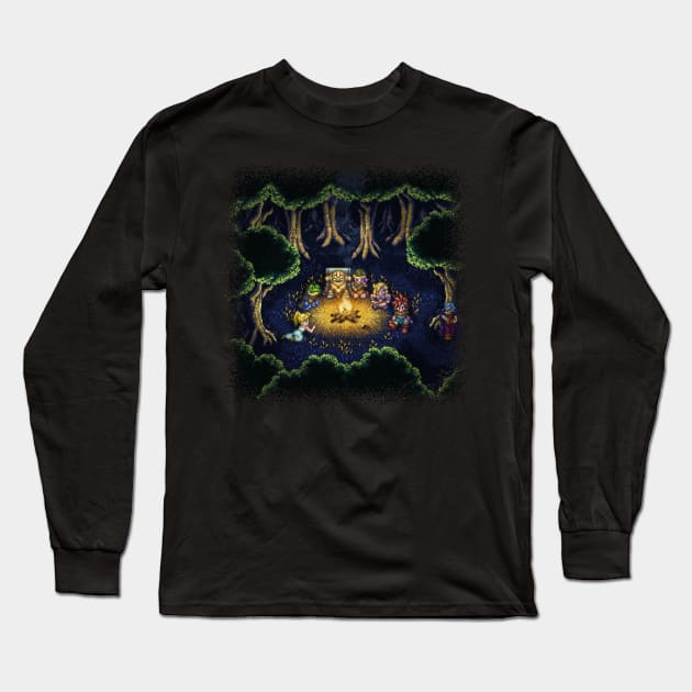 Chrono Camping PIxels Long Sleeve T-Shirt by Kari Likelikes